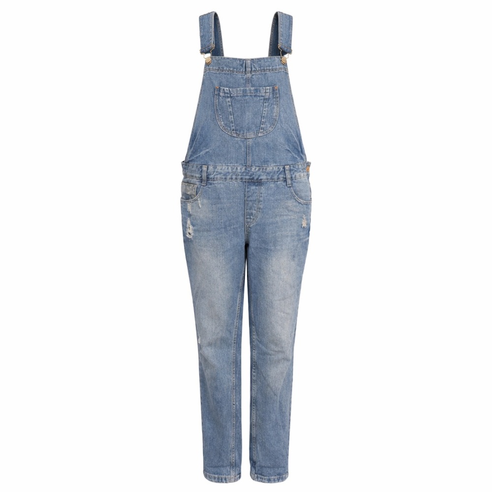 ZARA TRF Distressed Denim Overalls Boyfriend Fit Baggy 90s Y2K Vintage Wash M